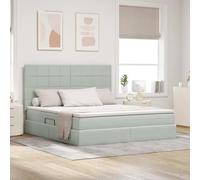 Kaloriko Lit avec espace de rangement et LED gris clair 180 x 200 cm, revêtement en velours, mécanisme de levage hydraulique, meuble de chambre moderne pour un confort luxueux et une élégance peu