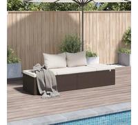 Kaloriko Lit de jardin marron 195 × 60 cm en polyrotin avec surfaces de couchage réglables, rotin PE résistant aux intempéries, rembourrage en polyester, pliable pour balcon, terrasse, piscine