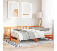 Kaloriko Lit de Jour Escamotable en Pin Massif Brun Ciré, 193,5 x 184 x 66 cm, Cadre Robuste pour Chambre, Meuble Polyvalent