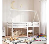Kaloriko Lit d'enfant avec toit blanc en pin massif - 199 x 80,5 x 88 cm - Accessoires pour chambre à coucher avec côté ouvert pour une meilleure entrée et une sortie - Amélioration ludique du lit