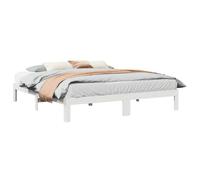 Kaloriko Lit en bois massif sans matelas, blanc, 180 x 200 cm, en bois de pin, cadre de lit stable avec sommier à lattes, pour un sommeil réparateur, extensible en lit familial