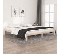 Kaloriko Lit en pin massif 200 x 200 cm, en pin non traité, cadre de lit stable avec lattes en contreplaqué, lit plate-forme robuste, meuble de chambre moderne pour un sommeil réparateur