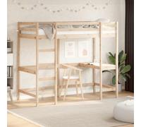 Kaloriko Lit mezzanine, 90 x 200 cm, en pin massif, cadre de lit stable, pour chambre d'enfant, meuble peu encombrant, environnement de sommeil sûr, pin non traité