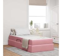 Kaloriko Lit Plateforme avec Rangement intégré Rose 90x190 cm Velours Doux Cadre de lit Robuste en métal Matelas Inclus Meubles de Chambre à Coucher Solution d'optimisation d'espace pour Un Sommeil