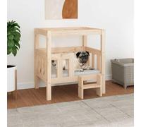 Kaloriko Lit pour Chien en Bois de pin Massif 65,5 x 50,5 x 70 cm, Panier lit rectangulaire pour intérieur, Niche Stable, Coussin Moelleux, Confort Douillet pour Chien et Chiot