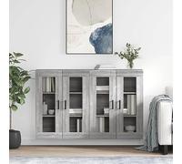 Kaloriko Lot de 2 armoires murales en bois Sonoma gris 69,5 x 34 x 90 cm, matériau robuste, armoires suspendues polyvalentes pour cuisine, salon, salle à manger, espace de rangement pratique