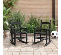 Kaloriko Lot de 2 chaises à bascule pour enfants en bois massif de peuplier avec dossier ergonomique et accoudoirs pour balcon, terrasse, salon et chambre de bébé, pour se détendre et lire