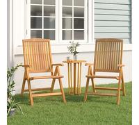 Kaloriko Lot de 2 chaises de jardin réglables en teck massif - Pliables avec accoudoirs et dossier - Résistantes aux intempéries - Pour balcon, terrasse et jardin - Relaxation relaxante