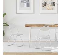 Kaloriko Lot de 2 chaises pliantes blanches en cuir synthétique rembourrées avec dossier et poignée - 48 x 43,5 x 81 cm - Pliable - Pour salle à manger, cuisine, salon - Structure en métal confortable
