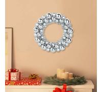 Kaloriko Lot de 2 couronnes de boules de Noël, argentées, 33 x 33 x 7 cm, en polystyrène, résistantes aux intempéries et légères, idéales pour l'intérieur et l'extérieur, décoration festive avec