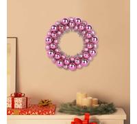 Kaloriko Lot de 2 couronnes de boules de Noël roses en polystyrène - 33 x 33 x 7 cm - Décoration festive pour l'intérieur et l'extérieur - Décoration d'hiver avec guirlande et étoile