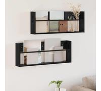 Kaloriko Lot de 2 étagères à magazines, aspect chêne noir, 80 x 12 x 30 cm, montage mural, peu encombrant, avec 2 étagères pour salon, bureau, coin lecture, ordre et étagère