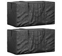 Kaloriko Lot de 2 sacs de rangement en polyéthylène noir pour sapin de Noël - 150 x 75 x 75 cm - Avec fermeture éclair et poignées - Résistant aux intempéries - Bâche de protection pour jardin, balcon