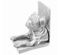 Kaloriko Lot de 2 serre-livres en aluminium argenté 12 x 15 x 18 cm avec incrustations décoratives, antidérapants, lourds, comme support d'étagère et butée de livre pour salon, bureau, chambre
