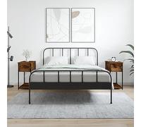 Kaloriko Lot de 2 tables de chevet en chêne fumé 30 x 60 x 60 cm Matériau du bois Table d'appoint Chambre à coucher Cadre en fer solide Pieds réglables pour salon