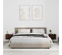 Kaloriko Lot de 2 tables de chevet murales flottantes en bois de chêne fumé 41,5 x 36 x 28 cm avec tiroir pour chambre à coucher, salon