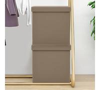 Kaloriko Lot de 2 tabourets avec espace de rangement - Marron cappuccino - En PVC - Pliable - Peu encombrant - Avec rembourrage en mousse - 38 x 38 x 38 cm - Polyvalent - Pour cuisine, salon, bureau