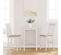 Kaloriko Lot de 2 tabourets de bar avec coussin en bois massif en hévéa blanc avec dossier et repose-pieds confortables et durables pour bar, comptoir, île petit-déjeuner