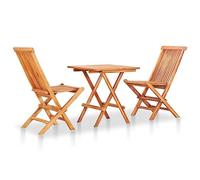 Kaloriko Lot de 3 meubles de bistrot pliables en teck massif, 60 x 60 x 65 cm, pour jardin, balcon, terrasse, robuste et prêt à l'emploi