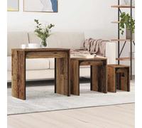 Kaloriko Lot de 3 tables gigognes aspect bois vieilli - Structure en métal - Pour salon - Design moderne - Peu encombrante - Montage facile