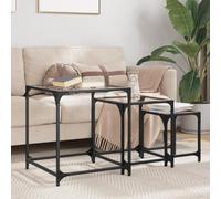 Kaloriko Lot de 3 tables gigognes avec plateau en verre transparent - Table d'appoint moderne en acier durable pour salon, chambre à coucher, bureau - Design peu encombrant