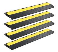 Kaloriko Lot de 4 ponts de câble en caoutchouc 2 canaux 101,5 cm modulaires réfléchissants avec symboles d'avertissement pour la sécurité sur chantier, parking et terrain d'exploitation