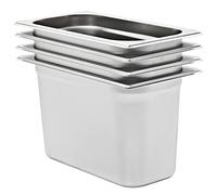 Kaloriko Lot de 4 récipients gastronorm GN 1/3 - 200 mm - En acier inoxydable - Volume 7,8 l - Empilables - Pour restauration, buffet, comptoir de maintien au chaud, bainmarie, chafingdish, cantine