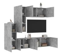 Kaloriko Lot de 5 meubles pour salon, matériau en bois gris béton, montage mural, espace de rangement pour salon, médias et livres, design polyvalent, 60 x 30 x 41 cm