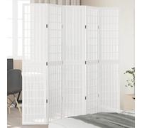 Kaloriko Lot de 5 paravents blancs en bois massif de paulownia et bois - Pliable avec 5 panneaux - Autoportant comme paravent et brise-vue pour chambre à coucher, salon, bureau