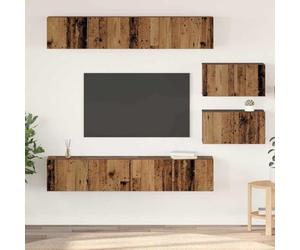 Kaloriko Lot de 6 meubles TV muraux - Aspect bois vieilli - 80 x 30 x 30 cm - Design moderne pour le salon - Espace de rangement polyvalent