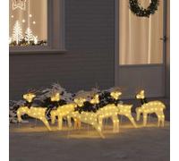 Kaloriko Lot de 6 rennes LED en tissu doré avec alimentation USB, intérieur et extérieur, design art déco, décorations de sapin de Noël festives et figurines ornementales d'hiver