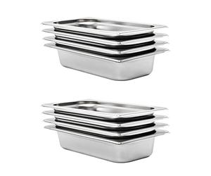Kaloriko Lot de 8 récipients gastronorm en acier inoxydable GN 1/3 - 325 x 176 x 65 mm - Empilables - Pour restauration, cuisine, buffet, restauration, réchauffeur, comptoir, servir des plats et des