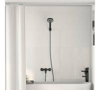 Kaloriko Lot de pommeau de douche noir G 1 2" en laiton avec cinq types de jet et support rotatif, économie d'eau, haute pression, pour salle de bain et bien-être