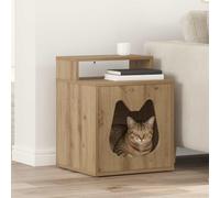 Kaloriko Maison pour Chat Chêne Artisan Meuble Arbre griffoir Tour Maison lit hamac Niche cabane en Bois d ingénierie 42,5 x 40 x 53,5 cm, intérieur Salon, Repos, Grimper, cachette, Montage Facile