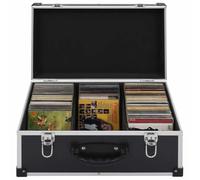 Kaloriko Mallette CD pour 60 CD avec aluminium ABS noir, verrouillable, empilable et résistant à la poussière, bois robuste avec revêtement en aluminium, idéal pour le bureau, le home cinéma et les