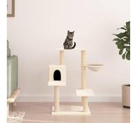 Kaloriko Meuble Arbre à Chat crème avec griffoirs en sisal, Tour à Plusieurs Niveaux, Maison, lit et hamac, 82,5 cm, Bois d ingénierie, Peluche Douce, pour Grimper, Jouer et se Reposer