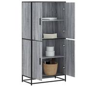 Kaloriko Meuble haut gris Sonoma 68 x 35 x 139 cm, en bois avec structure en métal, beaucoup d'espace de rangement, armoire pour salon, couloir