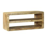 Kaloriko Meuble TV avec étagère en bois de manguier massif - Marron - 80 x 32 x 36 cm - Meuble bas avec espace de rangement - Armoire phono Hifi et rangement pour DVD - Pour salon et home cinéma