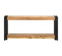 Kaloriko Meuble TV en Bois d'acacia Massif 90x30x40 cm avec Tablette métal, Buffet Rangement Stable pour Salon séjour, Console Bois Naturel Robuste au Style Industriel