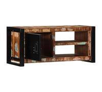 Kaloriko Meuble TV en Bois Massif de récupération 80x30x35 cm avec Porte, étagères et Cadre en Fer Stable pour Salon, Chambre et Bureau, Support Rangement pour télévision et Accessoires Design