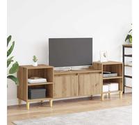 Kaloriko Meuble TV en chêne artisanal, 160 x 35 x 55 cm, bois dérivé, console multimédia avec 2 portes, centre de divertissement pour salon, meuble TV rustique