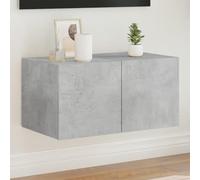 Kaloriko Meuble TV mural avec éclairage LED - Gris béton - 60 x 35 x 31 cm - En bois flottant - Pour salon, chambre à coucher et organisation des médias