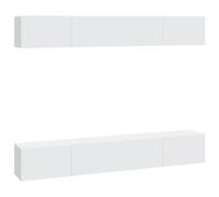 Kaloriko Meubles TV muraux 4 pcs Blanc en Bois d'ingénierie 100x30x30 cm avec Compartiments de Rangement, Portes rabattables suspendues adaptés Salon séjour Bureau, Design Pratique et élégant