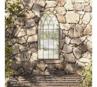 Kaloriko Miroir de jardin sable 100 x 45 cm en fer robuste avec effet rouille pour extérieur, miroir mural design vintage sans cadre, idéal pour jardin, couloir, salon et décoration d'intérieur