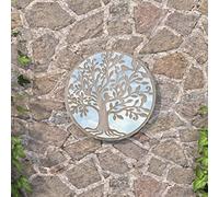 Kaloriko Miroir de Jardin Sable Rond 60 x 2,5 cm en Fer pour Usage extérieur, décoration Murale avec Glace Lumineuse, Effet grossissant, Style Miroir psyché trumeau pour Jardin et Maison