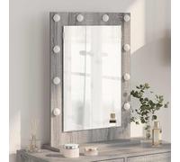 Kaloriko Miroir de lavabo à angle droit Sonoma gris 70 x 50 x 18 cm avec éclairage LED, alimentation USB, matériau en verre de bois, pour salle de bain, chambre à coucher, couloir et garde-robe