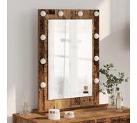 Kaloriko Miroir de lavabo rectangulaire en bois vieilli avec éclairage LED, 70 x 50 x 18 cm, miroir cosmétique pour chambre à coucher, salle de bain, élégant miroir de maquillage avec lumière blanche