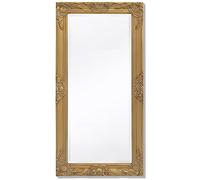 Kaloriko Miroir Mural Baroque doré 100 x 50 cm en Bois et Verre, Glace décorative encadrée, Bord biseauté, trumeau pour Dressing, Chambre, Salon, entrée, Fixation Murale