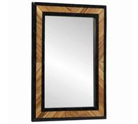 Kaloriko Miroir Mural rectangulaire Noir et Marron 70 x 2 x 70 cm en Bois d'acacia Massif, Style Rustique, pour Salon Chambre Entree, Decoration Interieur Maison Appartement
