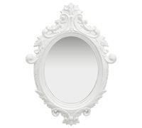 Kaloriko Miroir Mural Style château Blanc, Cadre ornementé Ovale 56 x 76 cm, Glace décorative en polyuréthane et Verre pour Dressing, Chambre, Salon, entrée et intérieur Maison